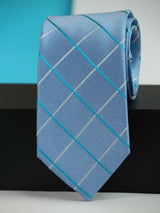 Blue Check Woven Silk Necktie