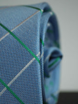 Blue Check Woven Silk Necktie