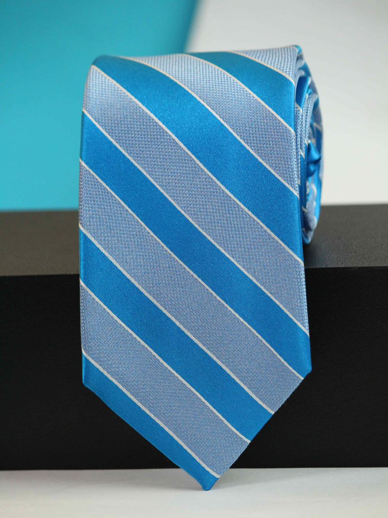 Blue Stripe Woven Silk Necktie