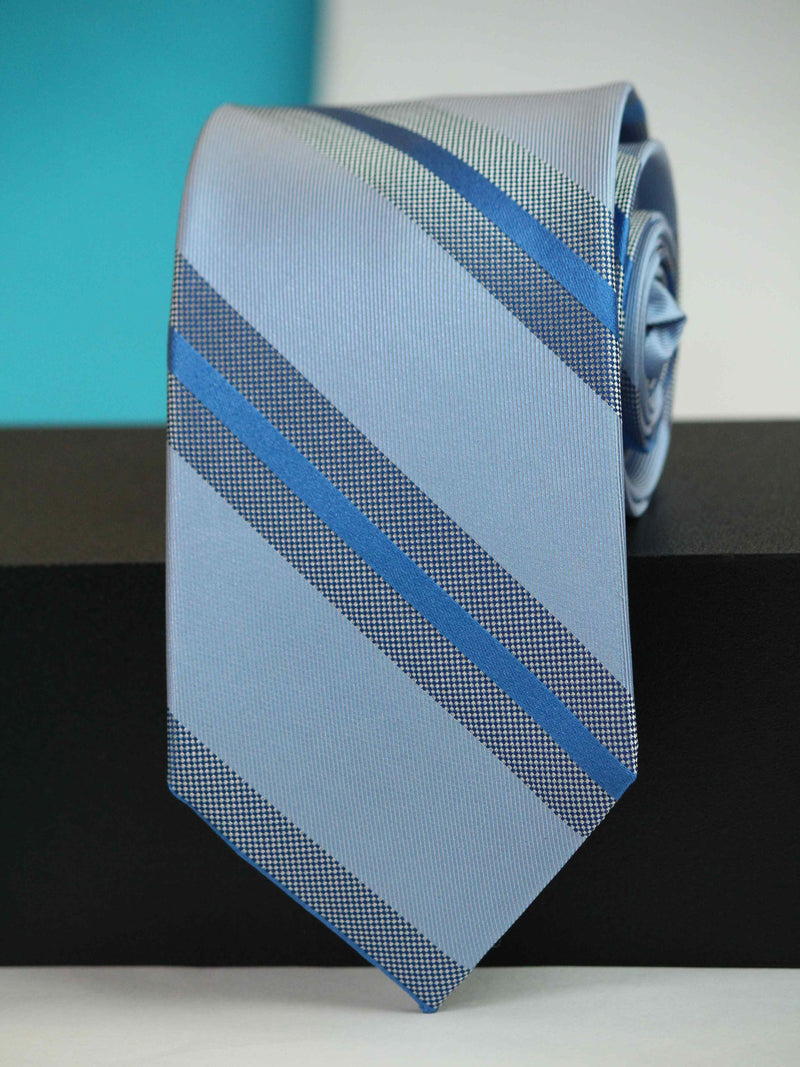 Blue Stripe Woven Silk Necktie