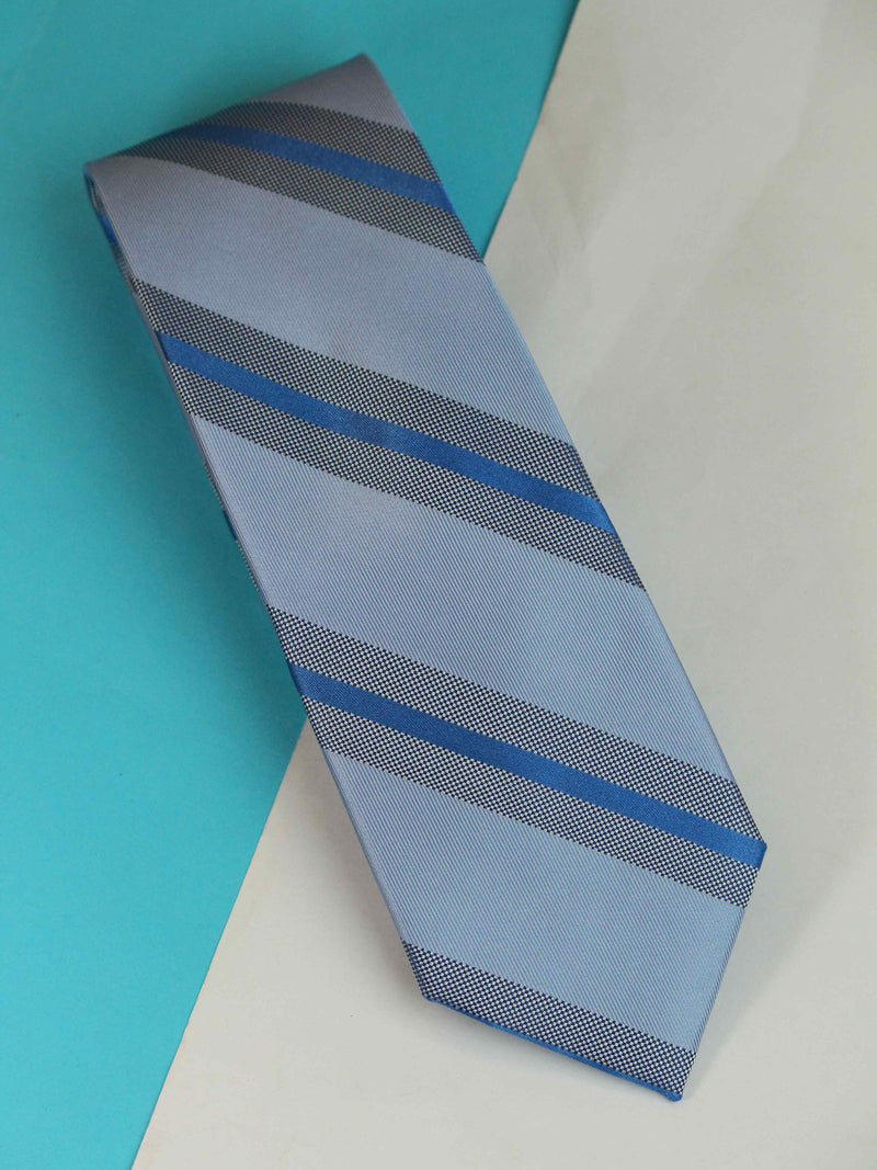 Blue Stripe Woven Silk Necktie