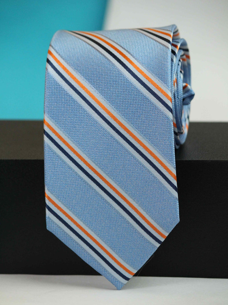 Blue Stripe Woven Silk Necktie