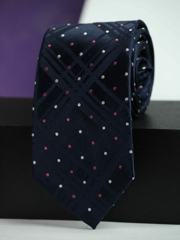 Blue Dot Woven Silk Necktie