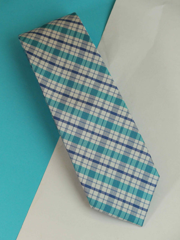 Blue Check Woven Silk Necktie