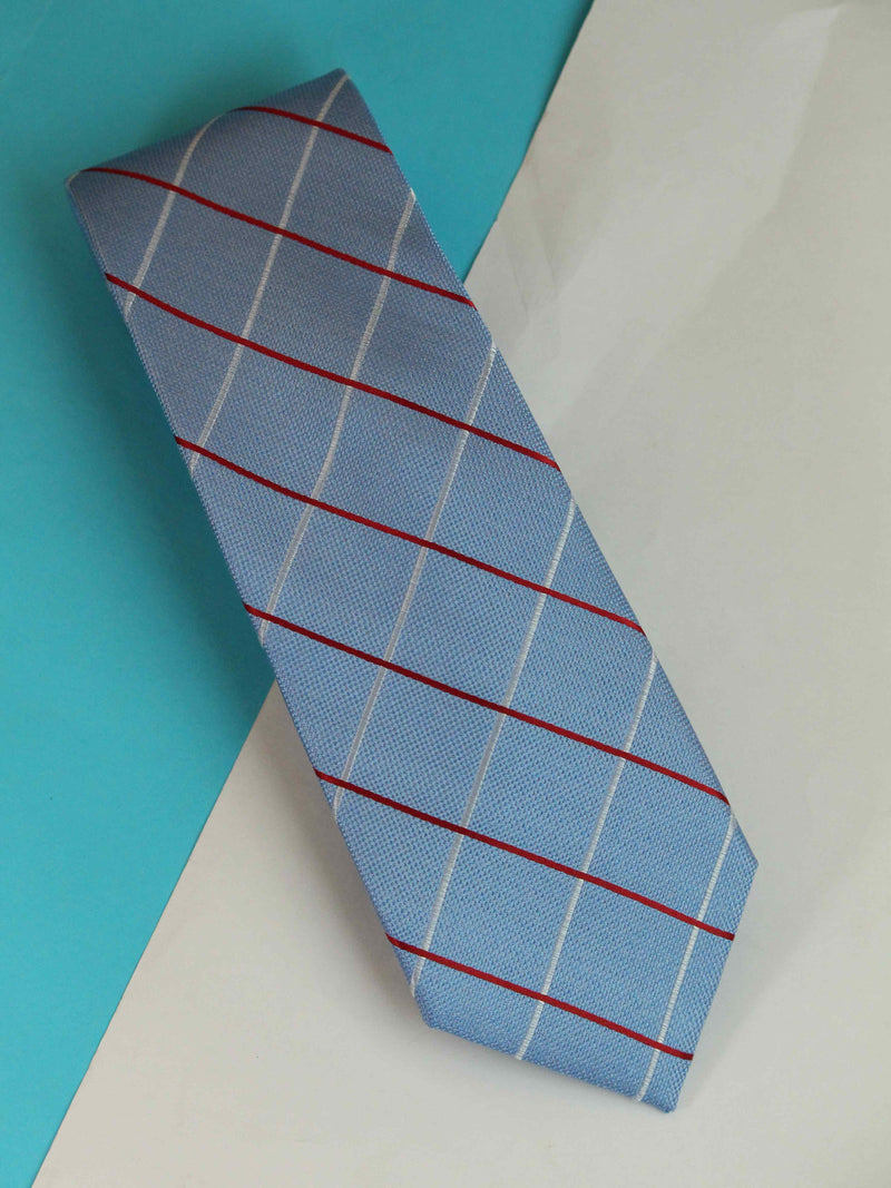 Blue Check Woven Silk Necktie