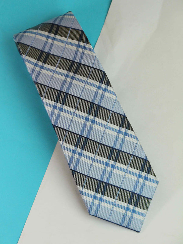 Blue Check Woven Silk Necktie