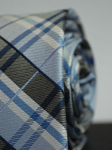 Blue Check Woven Silk Necktie