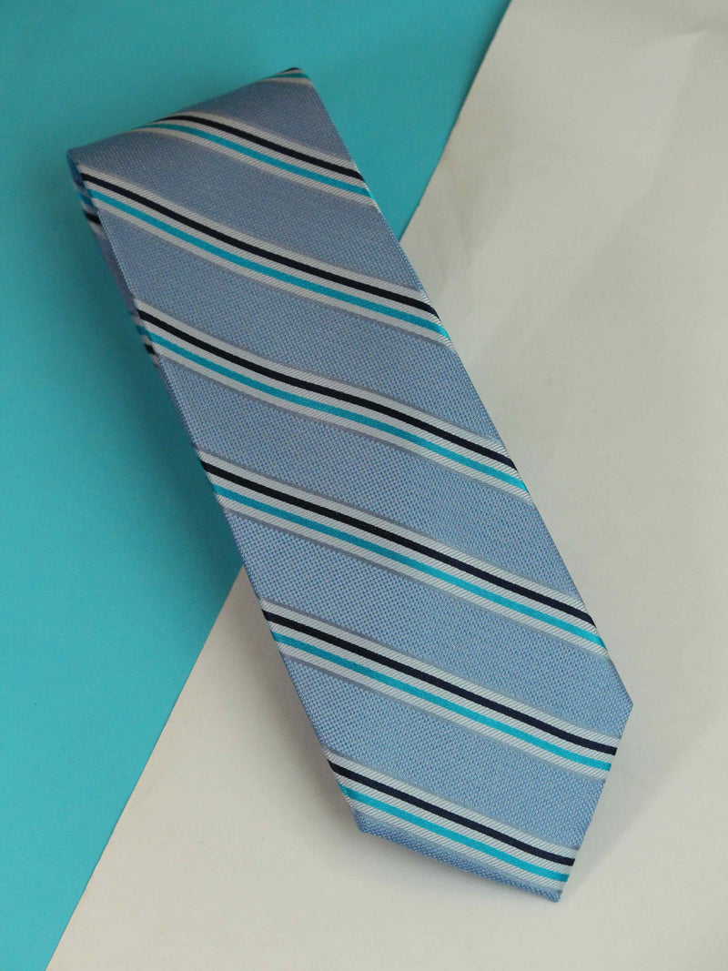 Blue Stripe Woven Silk Necktie