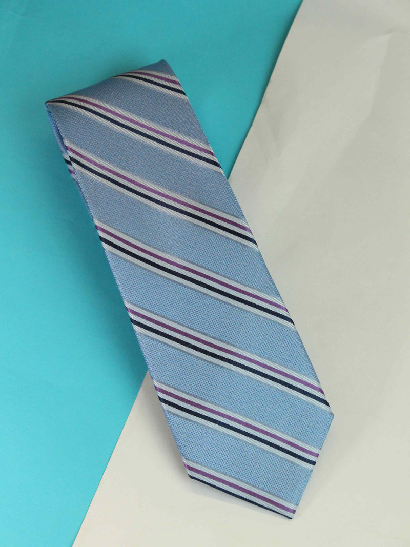 Blue Stripe Woven Silk Necktie