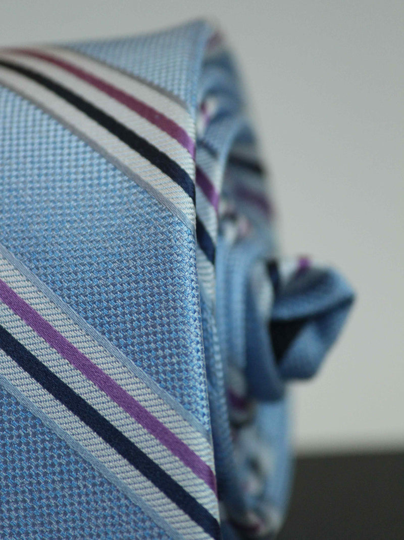 Blue Stripe Woven Silk Necktie