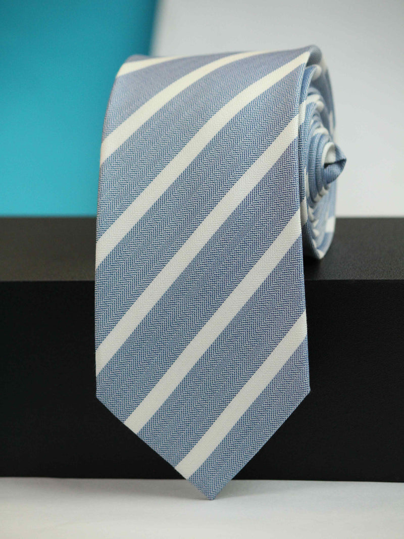 Blue Stripe Woven Silk Necktie