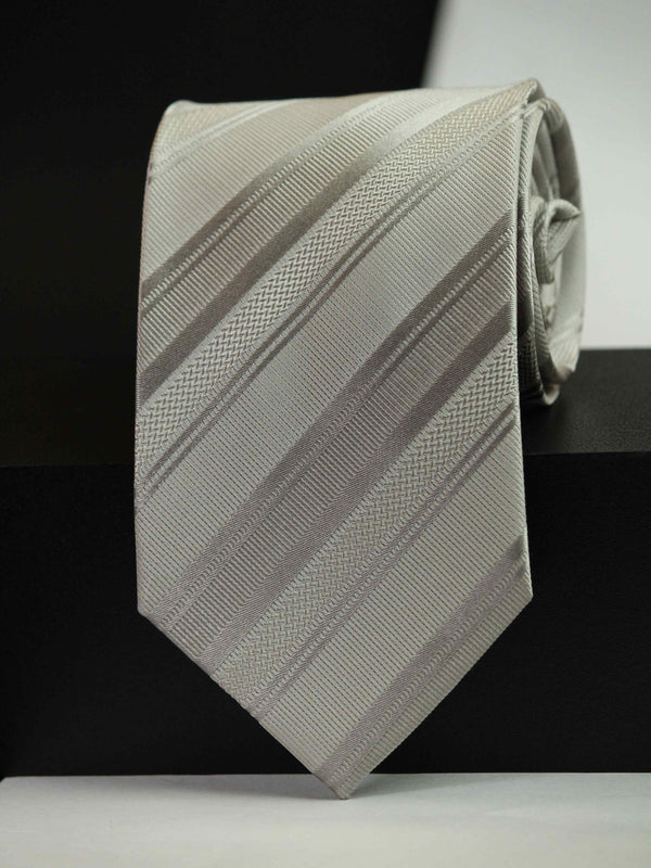 Silver Stripe Woven Silk Necktie