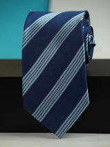 Blue Stripe Woven Silk Necktie