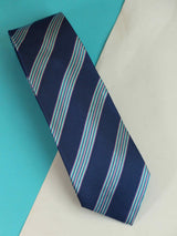 Blue Stripe Woven Silk Necktie