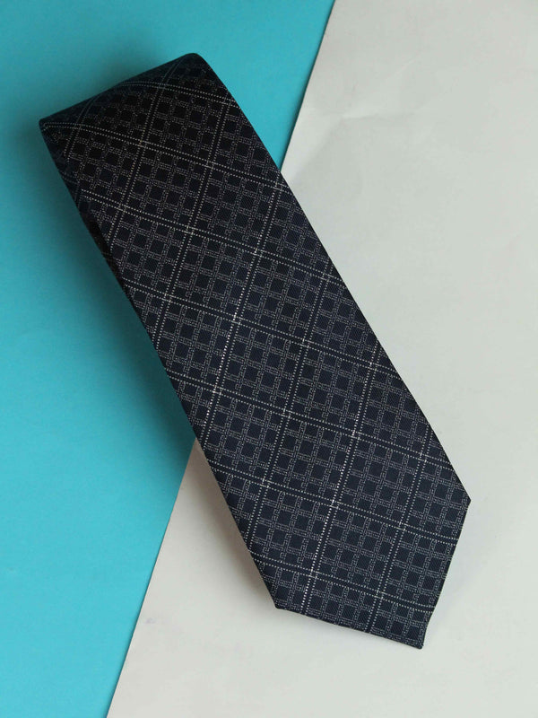 Blue Check Woven Silk Necktie