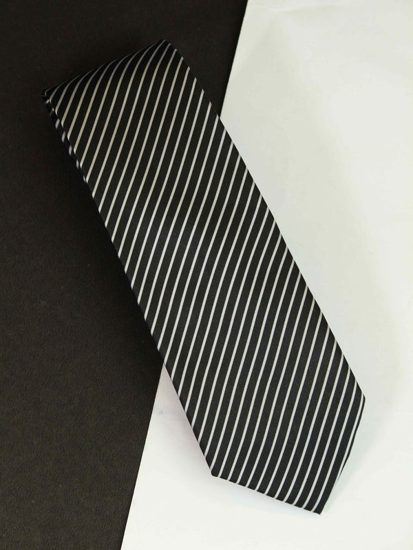 Black Stripe Woven Silk Necktie