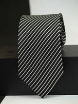 Black Stripe Woven Silk Necktie