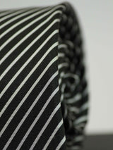 Black Stripe Woven Silk Necktie