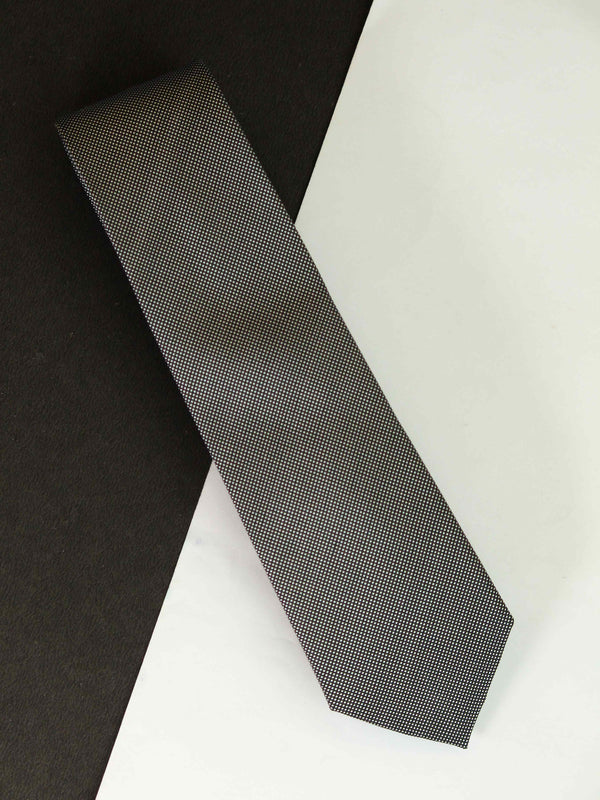 Black & White Geometric Woven Silk Necktie
