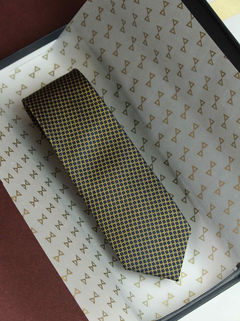 Multicolor Geometric Woven Silk Necktie