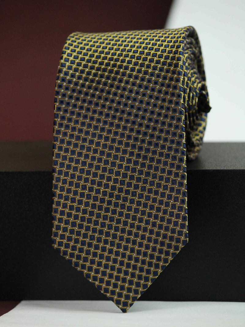 Multicolor Geometric Woven Silk Necktie