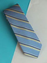 Blue Stripe Woven Silk Necktie