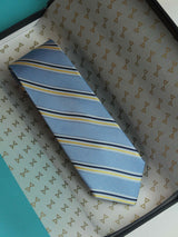 Blue Stripe Woven Silk Necktie