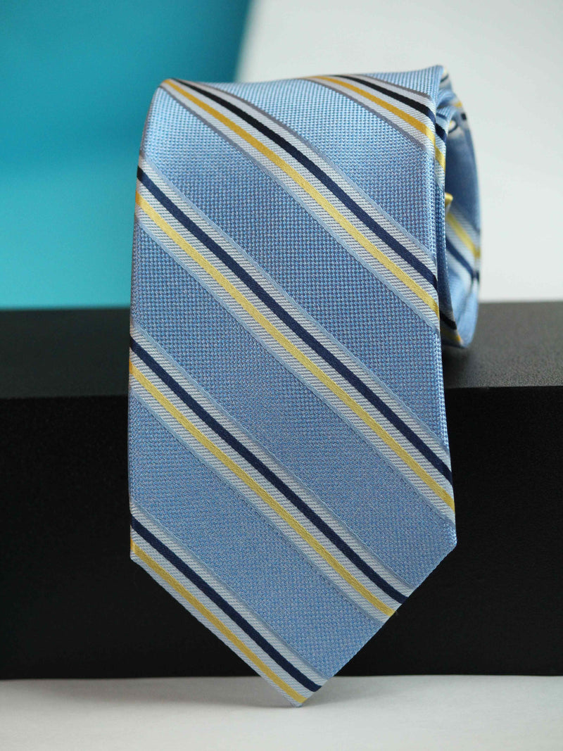 Blue Stripe Woven Silk Necktie