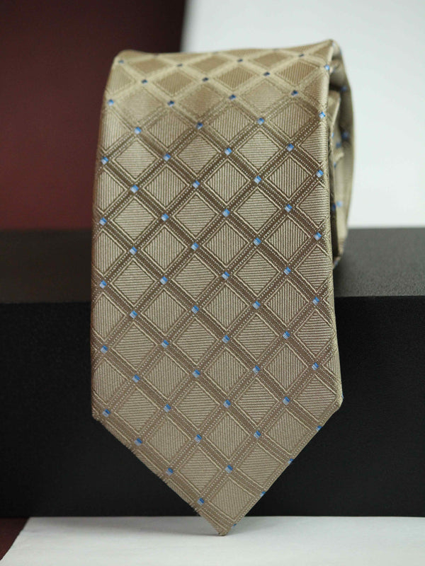Golden Check Woven Silk Necktie