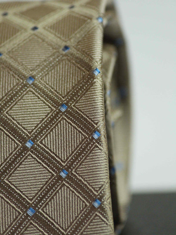 Golden Check Woven Silk Necktie