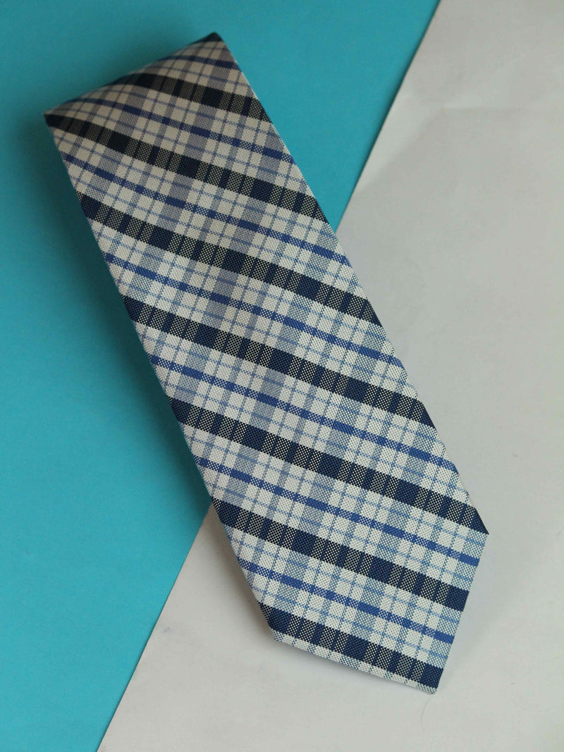 Blue Check Woven Silk Necktie