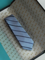 Blue Stripe Woven Silk Necktie