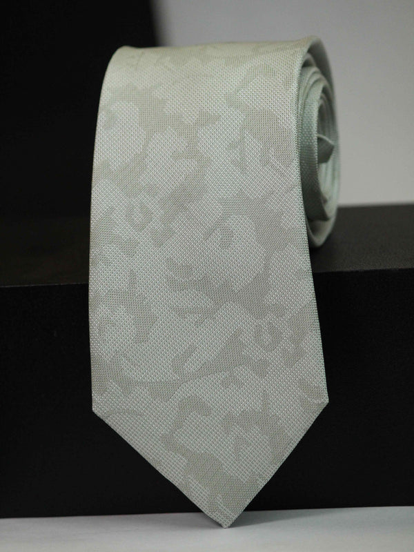 White Abstract Woven Silk Necktie