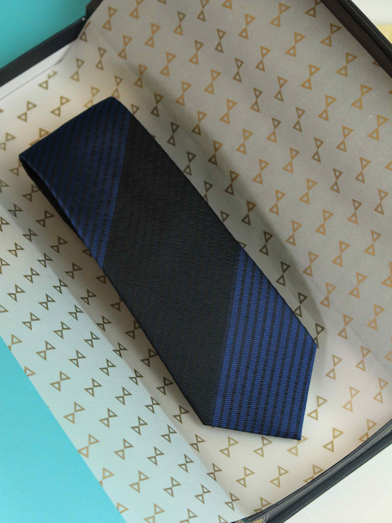 Blue Stripe Woven Silk Necktie