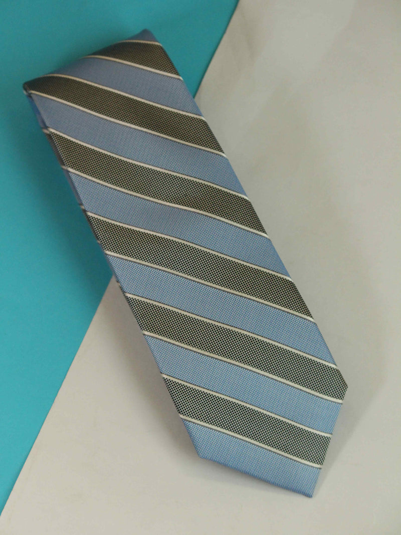 Blue Stripe Woven Silk Necktie