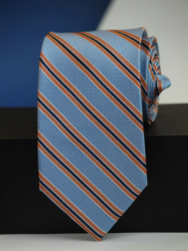Blue Stripe Woven Silk Necktie