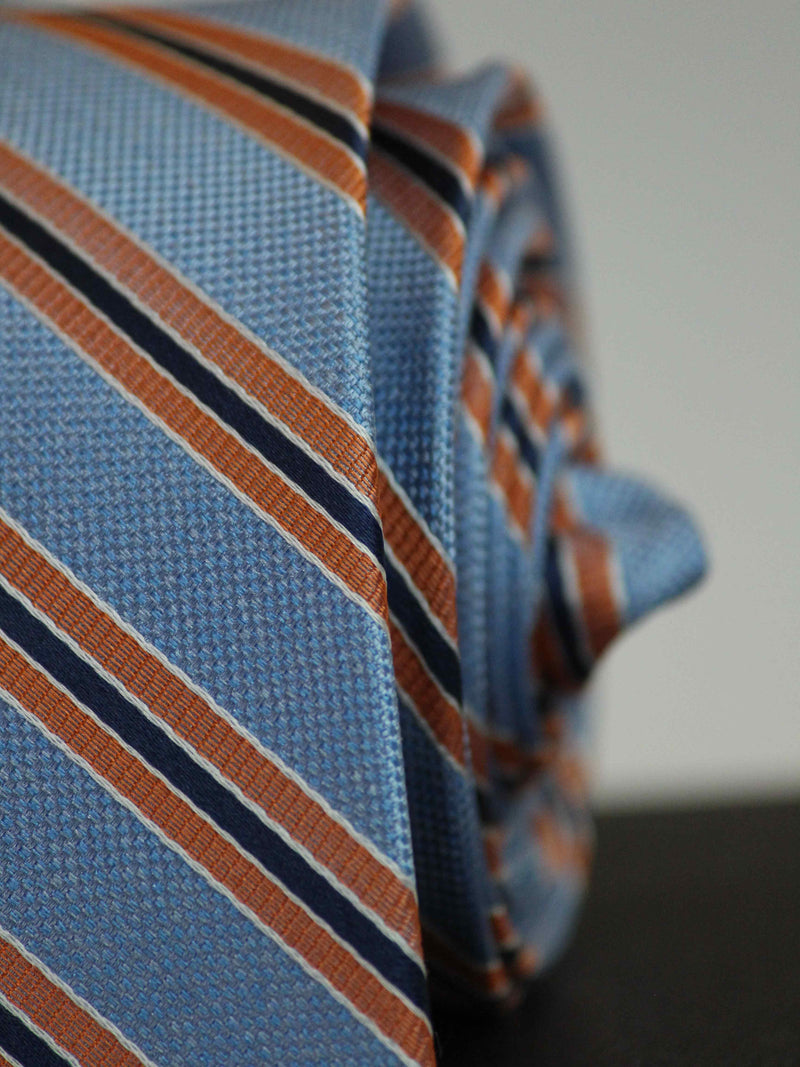 Blue Stripe Woven Silk Necktie