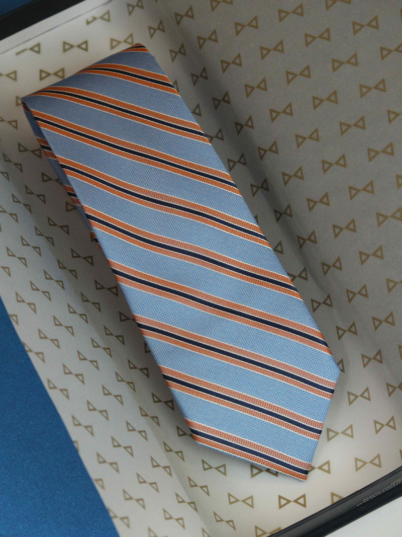 Blue Stripe Woven Silk Necktie