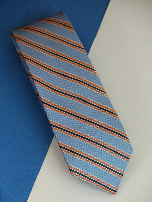Blue Stripe Woven Silk Necktie