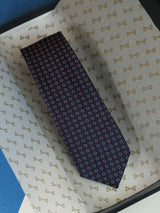 Blue Floral Woven Silk Necktie