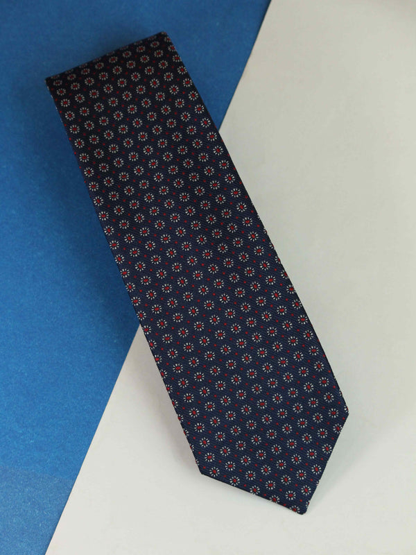 Blue Floral Woven Silk Necktie