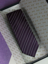 Purple Stripe Woven Silk Necktie