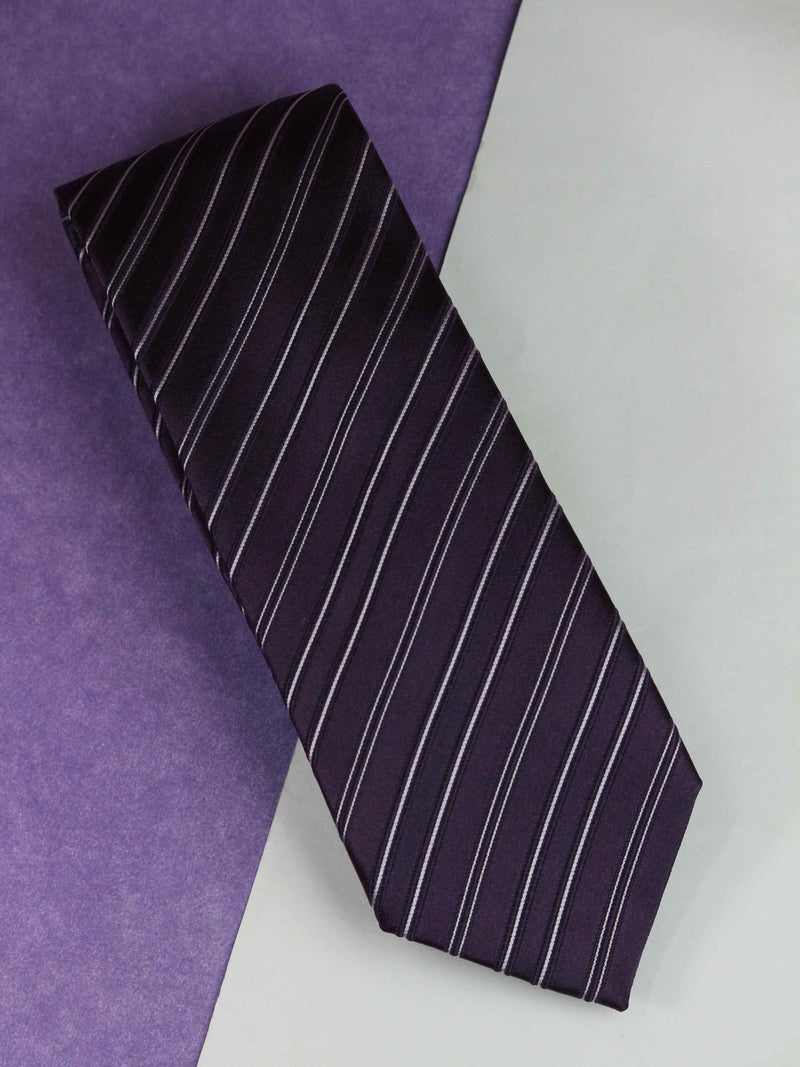 Purple Stripe Woven Silk Necktie