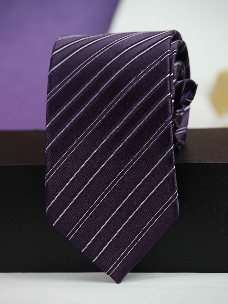 Purple Stripe Woven Silk Necktie