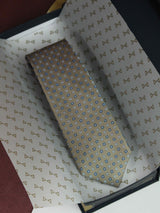 Brown Geometric Woven Silk Necktie