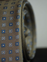 Brown Geometric Woven Silk Necktie