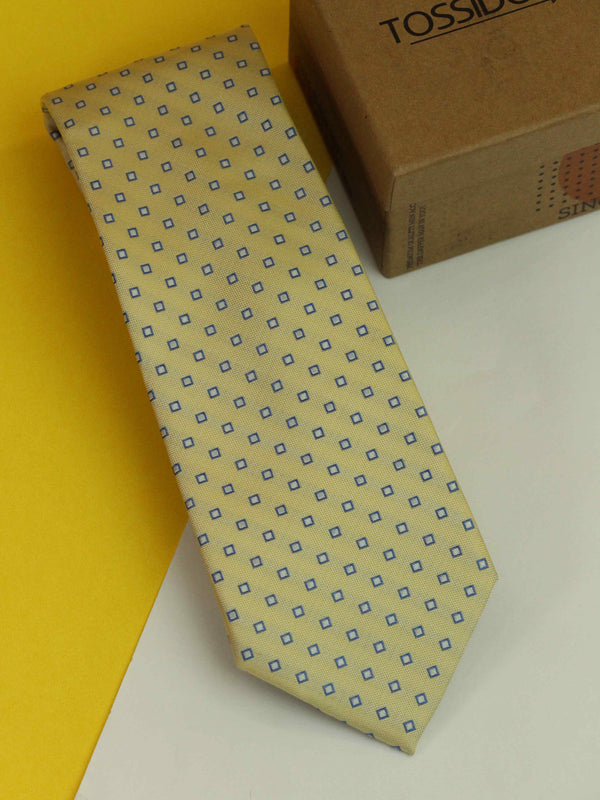 Yellow Geometric Woven Silk Necktie