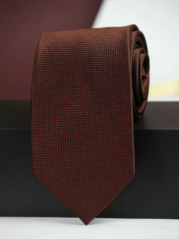 Brown Geometric Silk Necktie