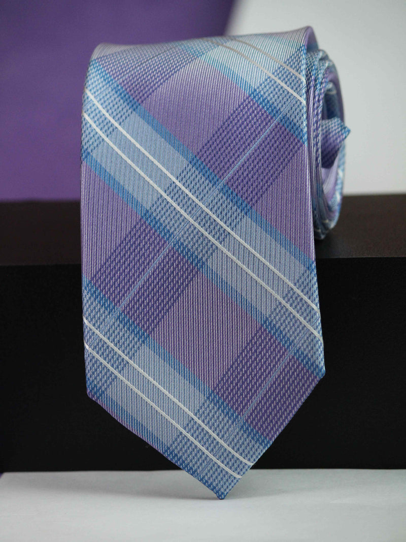 Purple Check Woven Silk Necktie