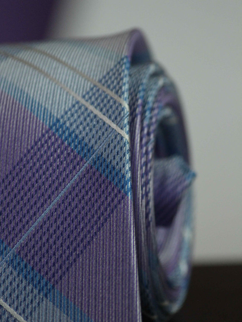 Purple Check Woven Silk Necktie